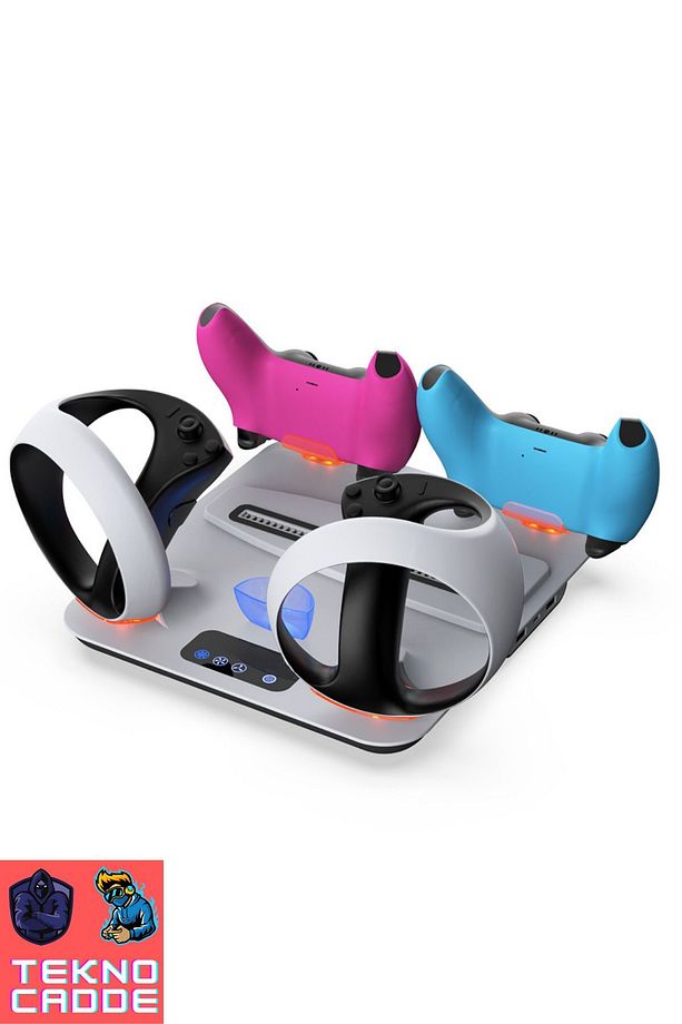 Tp5-3513 Ps Vr2 Joystick Şarj Ps Vr2 Gözlük Stand Ps5 Disk Ps5 Dijital Soğutucu Fan Stand - 4