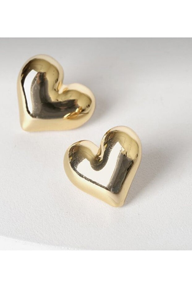 Women's Gold Color Heart Earrings
