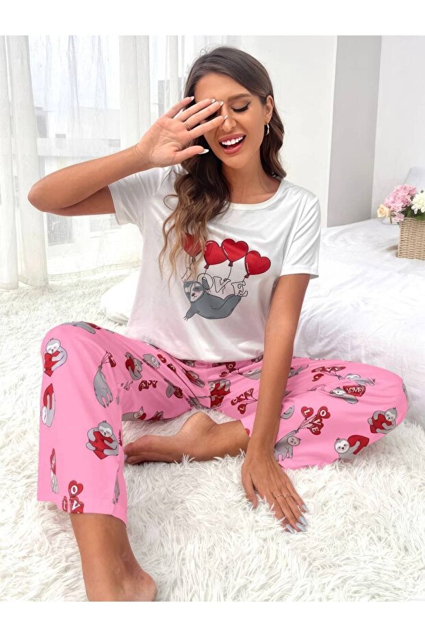 طقم بيجامة قطنية بأزرار - 1