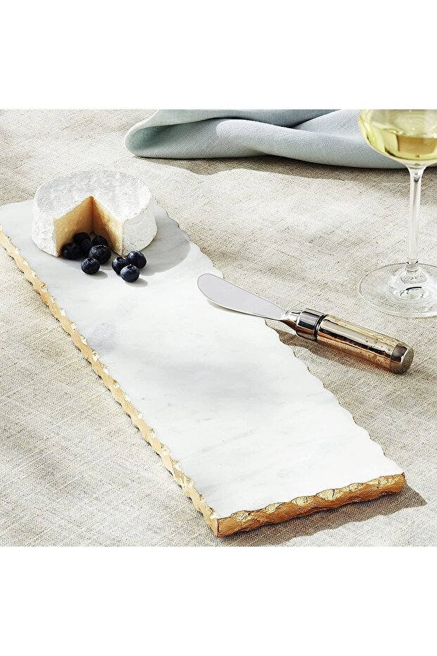Antique - White Marble Presentation Tray | 15x35cm | Gold |