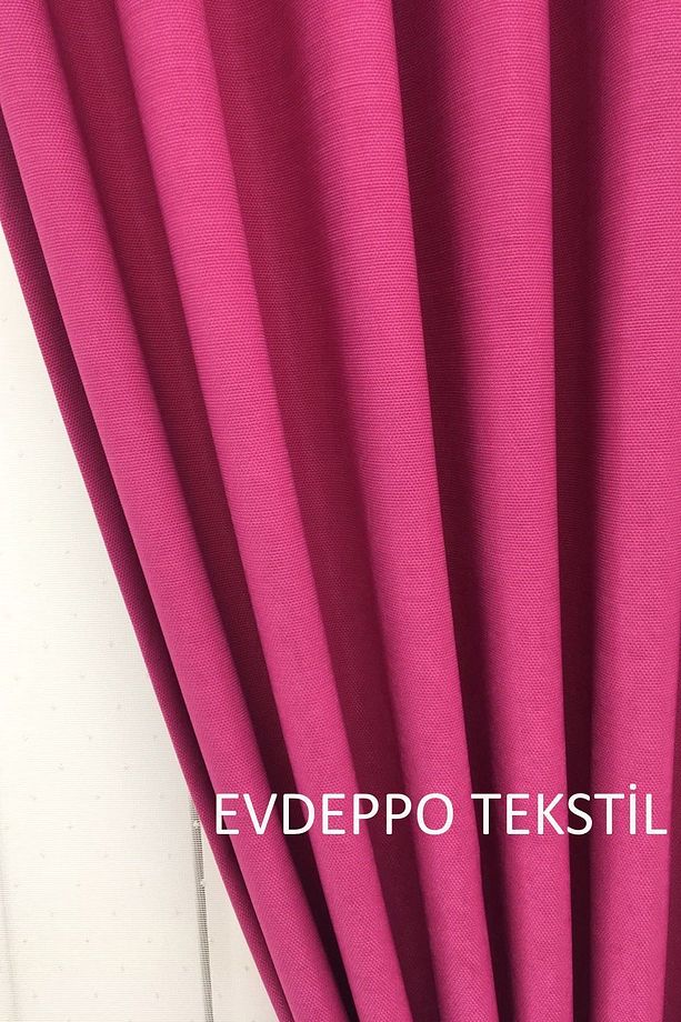 Taç Petek Dokulu Fuşya Düz Renk 1/3 Sık Pileli Soft Fon Perde, Sık Pile, Tek Kanat - 6