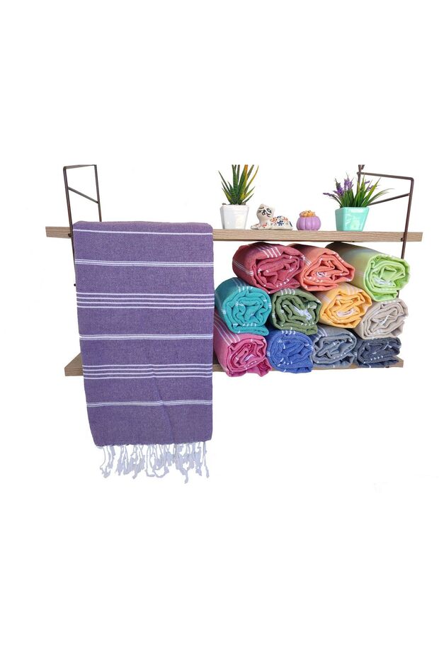 Peshtemal, 100% Cotton, Purple, Nuray Pattern, 180x100cm, Beach Towel, Bath Towel