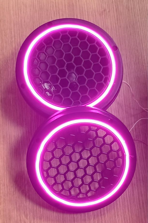 16cm Pembe Neon Işıklı Hoparlör ve Midrange Kapağı 1takım (2adet) Vidalanabilir - 4
