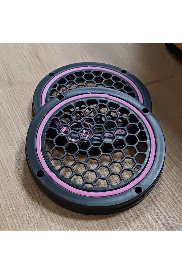 16cm Pembe Neon Işıklı Hoparlör ve Midrange Kapağı 1takım (2adet) Vidalanabilir - 1