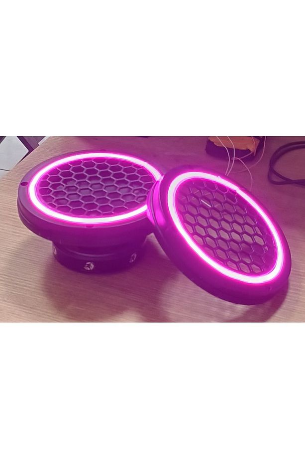 16cm Pembe Neon Işıklı Hoparlör ve Midrange Kapağı 1takım (2adet) Vidalanabilir - 6