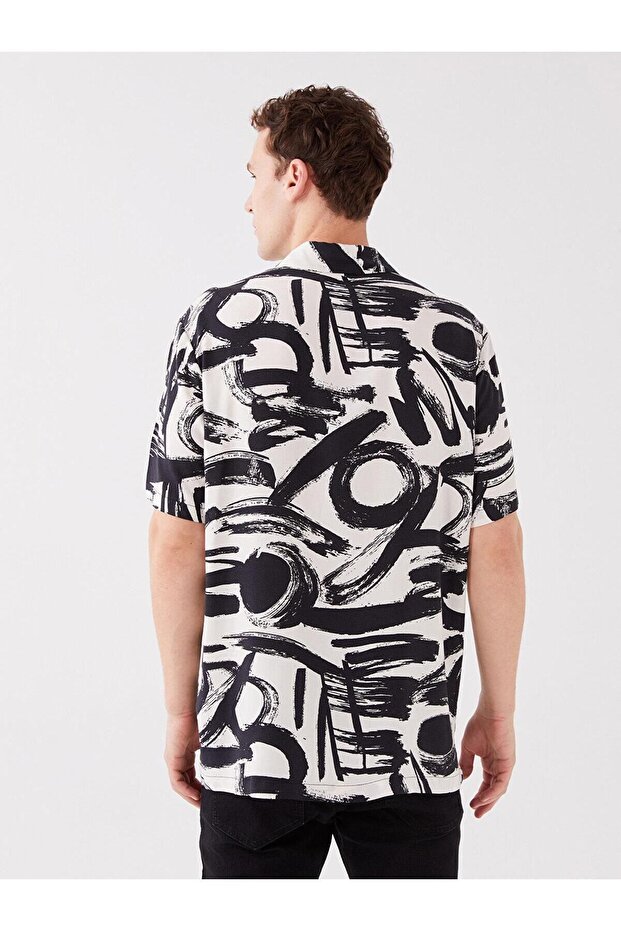 LCW Casual Regular Fit Kısa Kollu Desenli Viskon Erkek Gömlek - 5