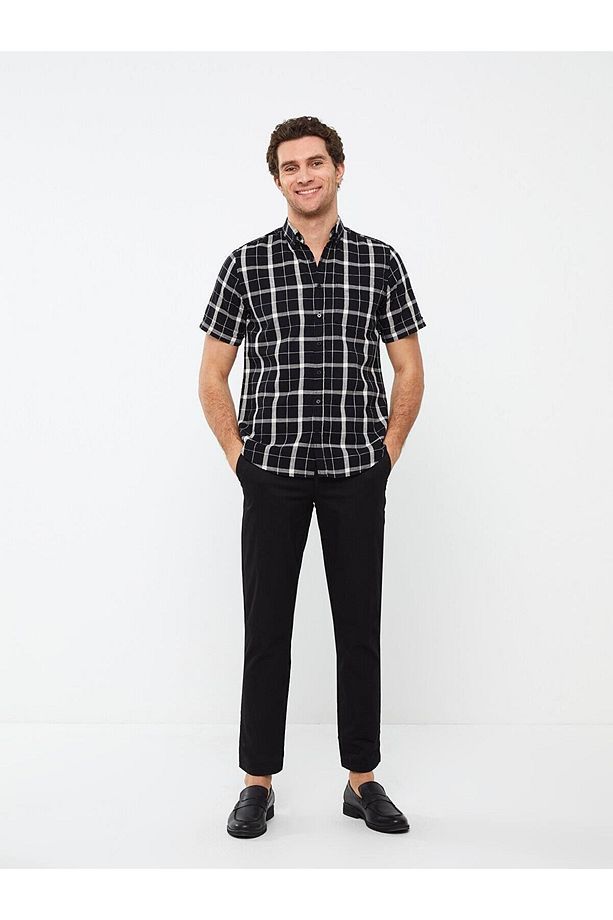 LCWAIKIKI Classic Regular Fit Kısa Kollu Ekose Poplin Erkek Gömlek - 3