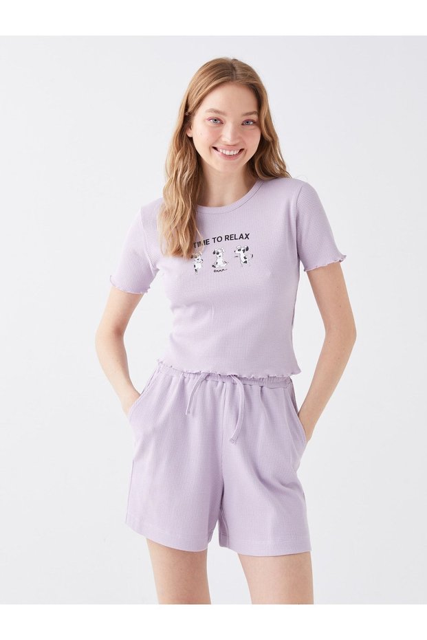 Lcw Vision Crew Neck Printed Short Sleeve Crop Women's T-Shirt (S3)