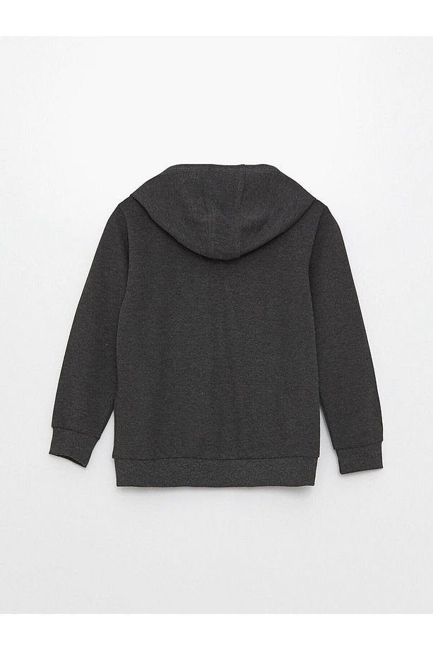 LCW Kids Kapüşonlu Basic Uzun Kollu Erkek Çocuk Fermuarlı Sweatshirt - 2