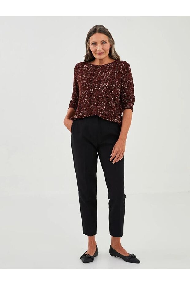 Grace Crew Neck Patterned Long Sleeve Women's T-Shirt (W1)