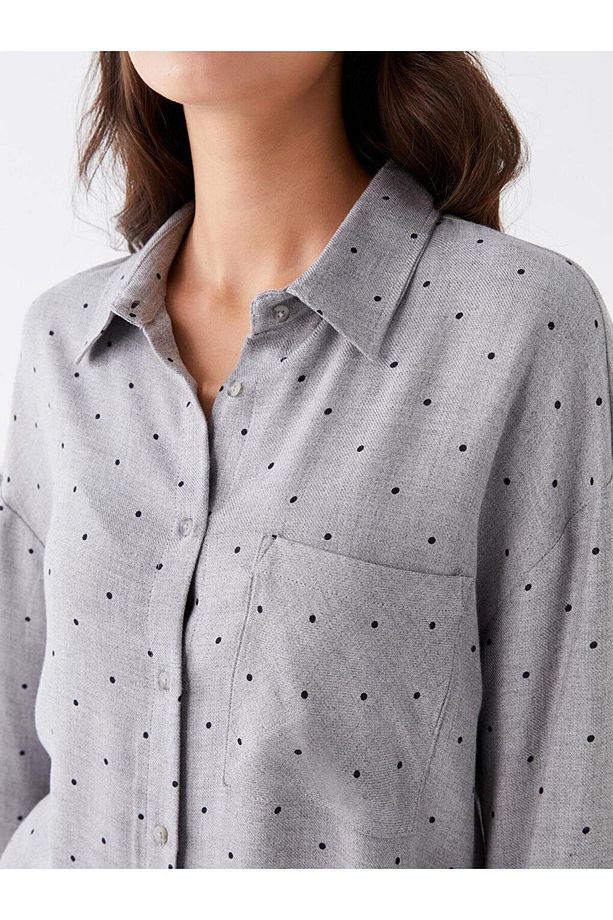LCW Vision Puantiyeli Uzun Kollu Oversize Kadın Gömlek - 4