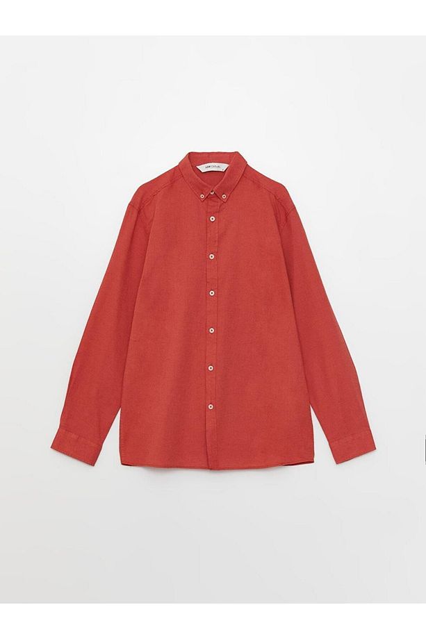 LCW Casual Regular Fit Uzun Kollu Keten Karışımlı Erkek Gömlek - 6