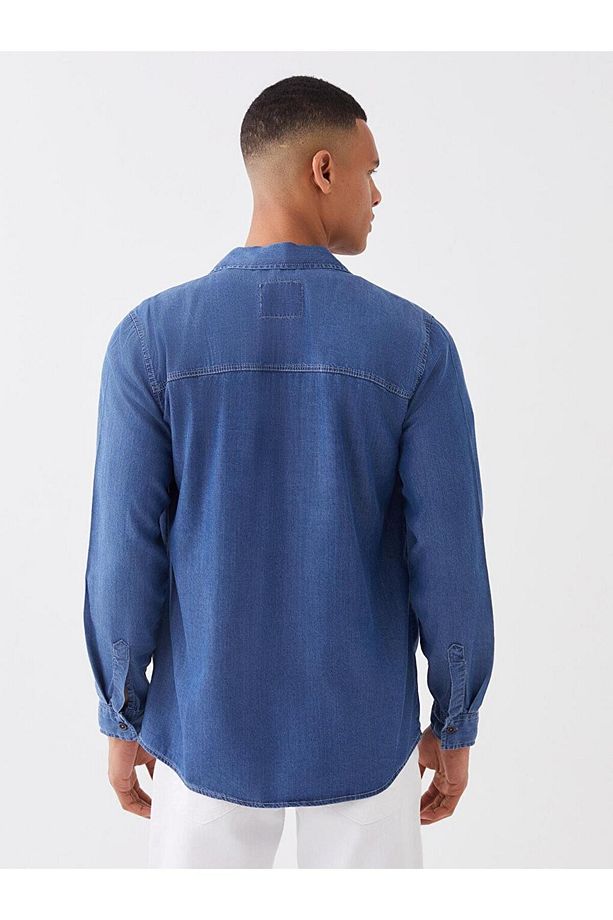 LCW Jeans Regular Fit Uzun Kollu Erkek Jean Gömlek - 5