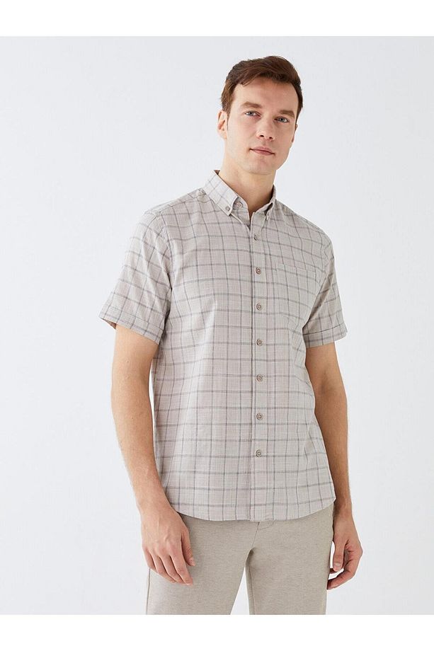 LCWAIKIKI Classic Regular Fit Kısa Kollu Ekose Poplin Erkek Gömlek - 3