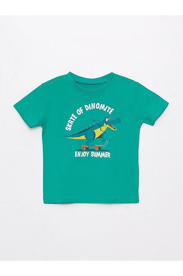 LCW baby Bisiklet Yaka Kısa Kollu Baskılı Erkek Bebek Tişört ve Şort 2'li Takım - 2