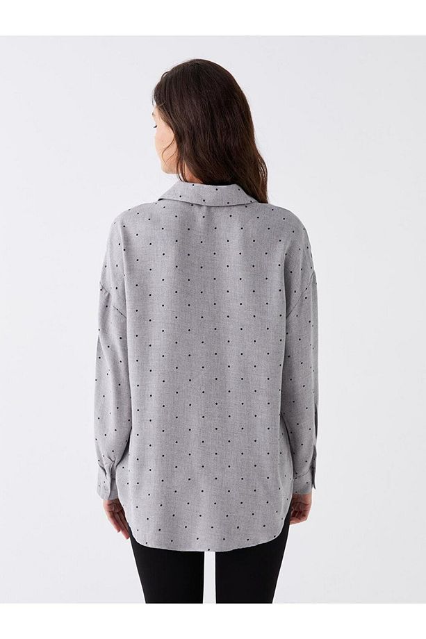 LCW Vision Puantiyeli Uzun Kollu Oversize Kadın Gömlek - 5