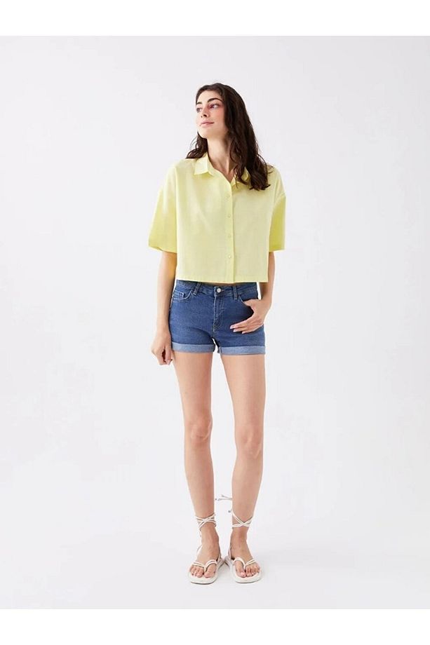 Lcw Casual Düz Kısa Kollu Oversize Kadın Gömlek - 2
