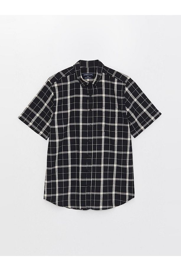 LCWAIKIKI Classic Regular Fit Kısa Kollu Ekose Poplin Erkek Gömlek - 7