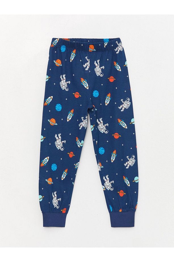Bisiklet Yaka Baskılı Uzun Kollu Erkek Çocuk Pijama Takımı - 4