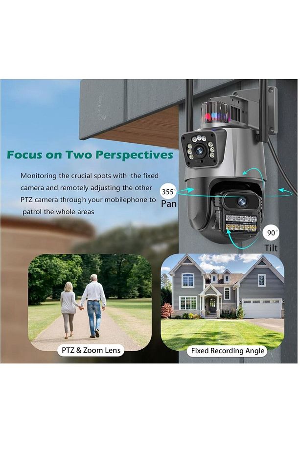 Yeni 8MP 8K PTZ Wifi IP kamera Çift Lens AI Hareket Algılama Anti-Hırsızlık Sirenli Akıllı Kamera - 3