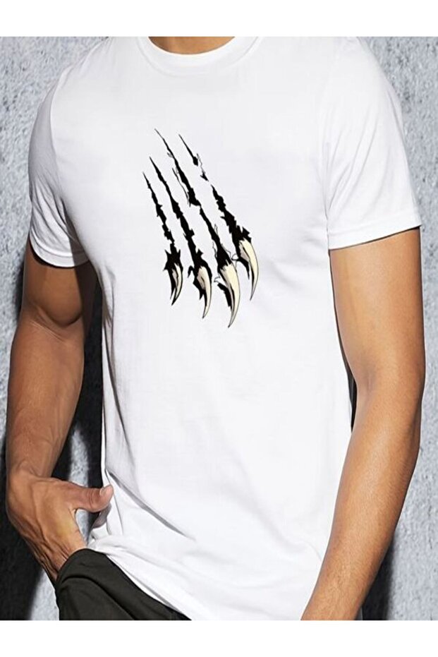 White Printed Oversize T-Shirt - Crew Neck, Short Sleeve