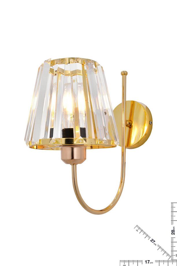 Kristal Taşlı Gold Aç-kapa Kablosuz Pilli Duvar Aplik 1 Adet U Model - 2