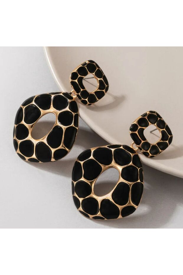 أقراط متدلية بنمط الفهد - 3