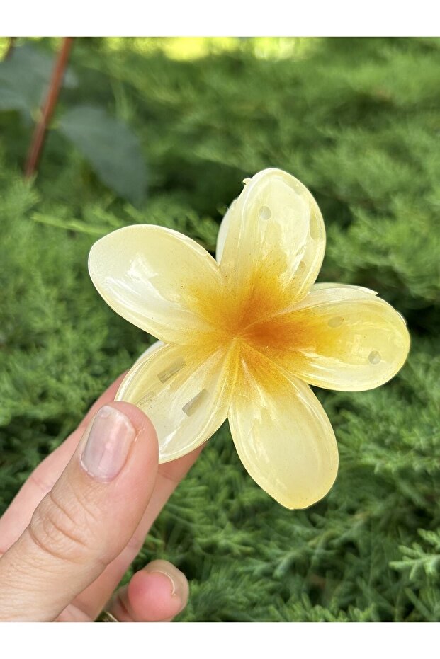Bym383 Lotus Flower Clothespin Yellow Hair Clip - Large Size 7 cm