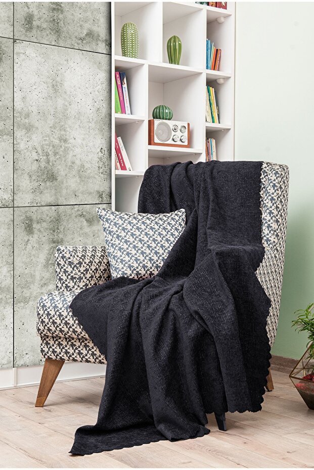 Sofa Cover | Sofa Bed Cover | Sofa Shawl 175X215 Jacquard Non-Slip Sofa Cover | Anthracite