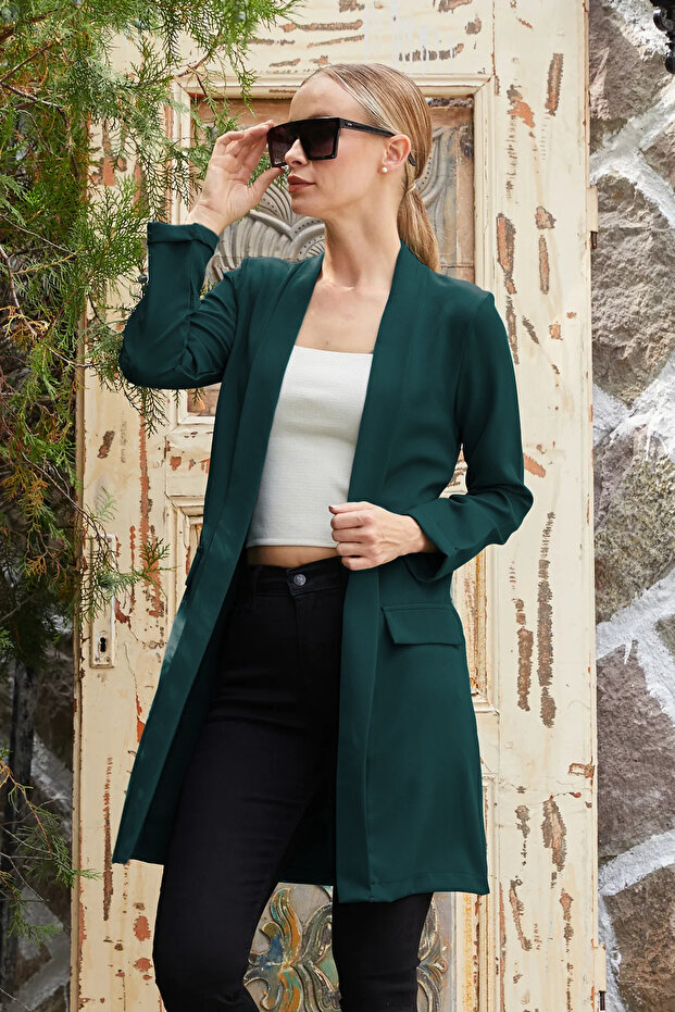 ZIMRUTE Long Cardigan - Ornamental Pocket