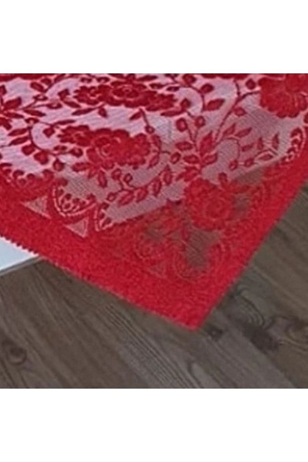 GÜLLÜ DESEN ÖRME FİSKOS ÖRTÜSÜ Kırmızı - 4