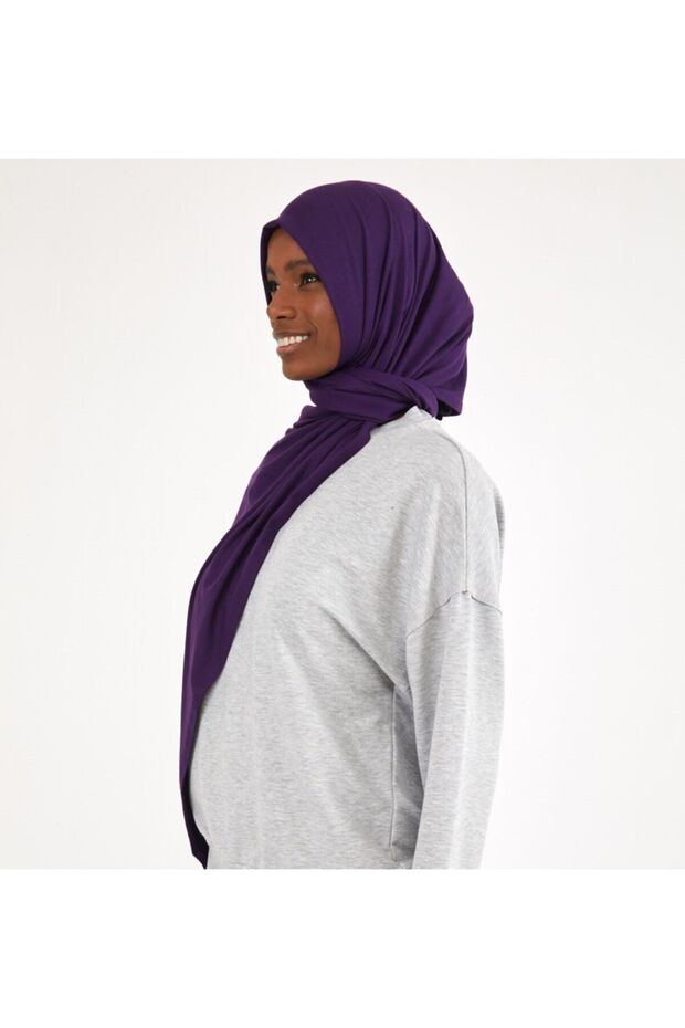 شال قطني ممشط باللون الأرجواني - 1