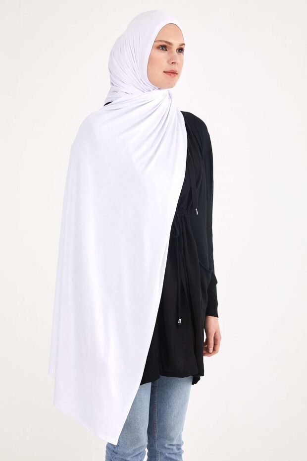 Şal Bumbac Pieptănat Alb - 2