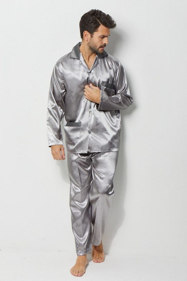 Erkek Ropdöşambır ve Saten Pijama Takımı 4'lü Set- ROPMAN - 4