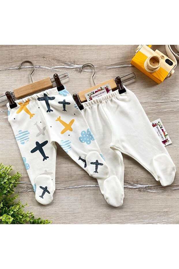 Organic Cotton Combed 2-Piece Baby Pajama Bottom Set Airplane