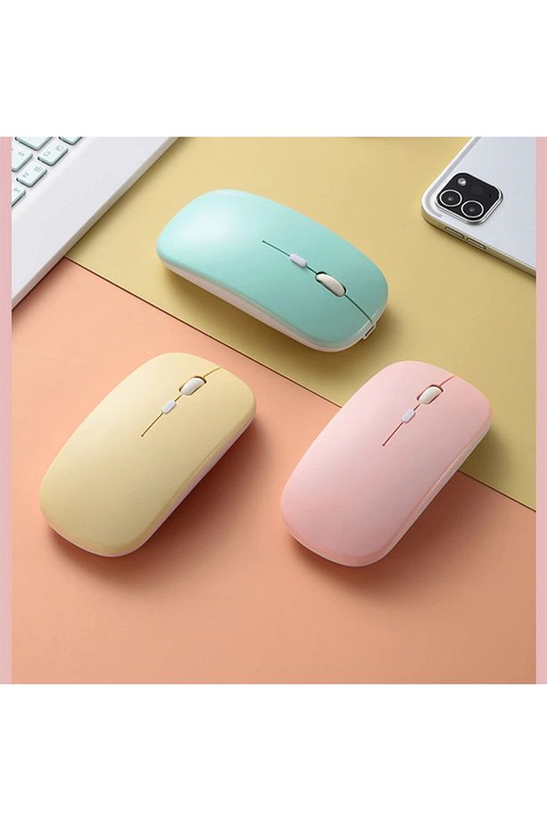 Tüm Cihazlarla Uyumlu Şarj Edilebilir Sessiz Mouse Bluetooth + 2.4Hz Wifi Kablosuz Mouse Fare - 1