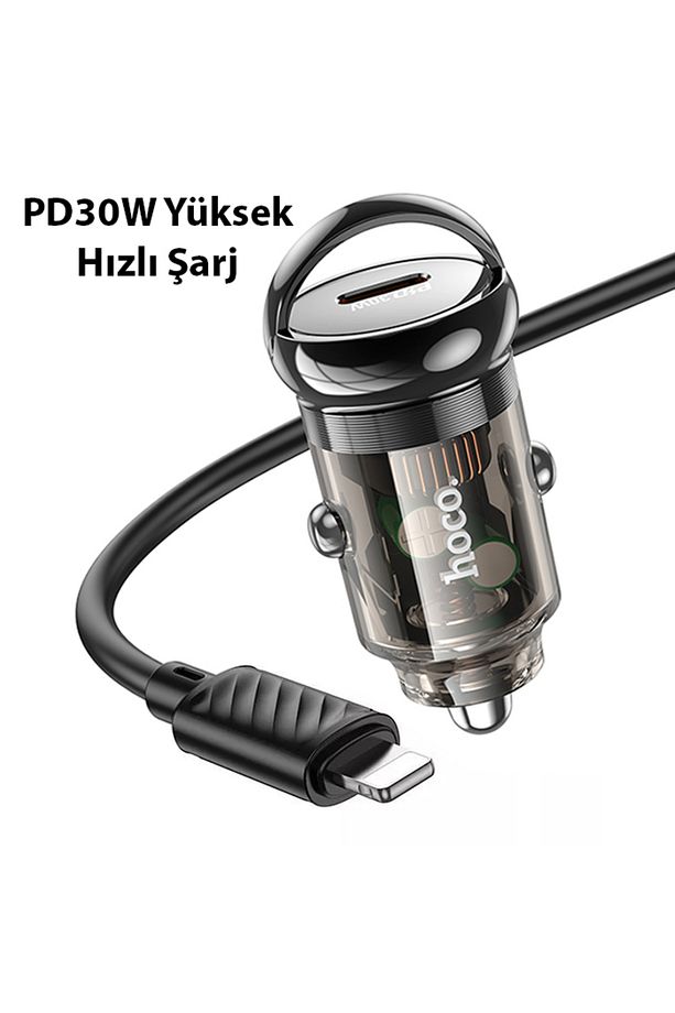 Z53 Sight Single PD30W Type-C Girişli Araç Çakmaklık Hızlı Şarj Aleti + Type-C to iPhone - 3