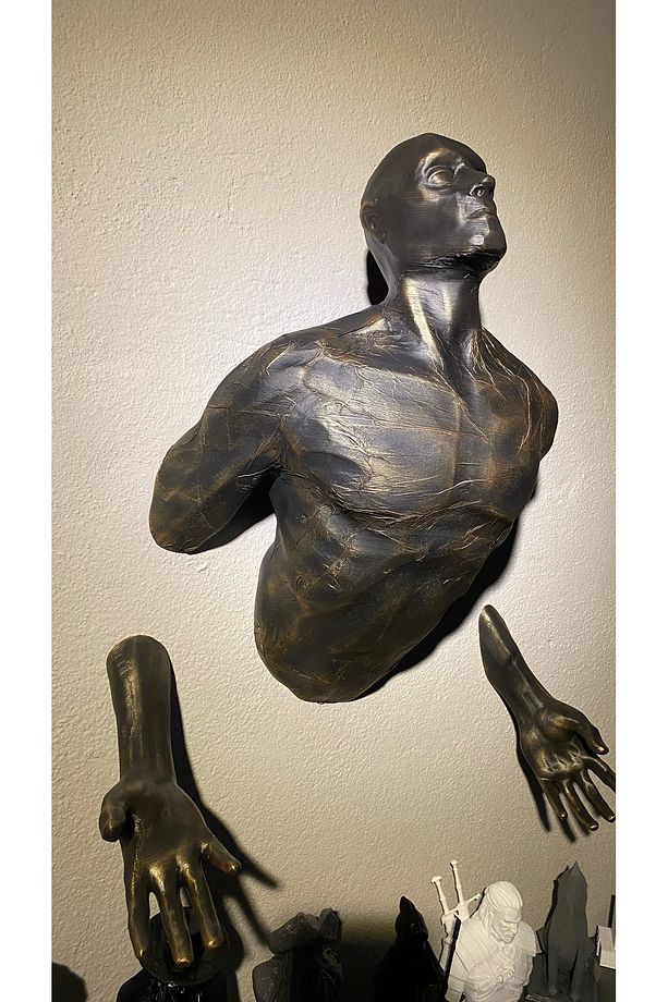 Wall Man Duvar Dekoru Duvar Adam Heykeli Duvardan Çıkan Adam Dekoru El Boyaması - 3