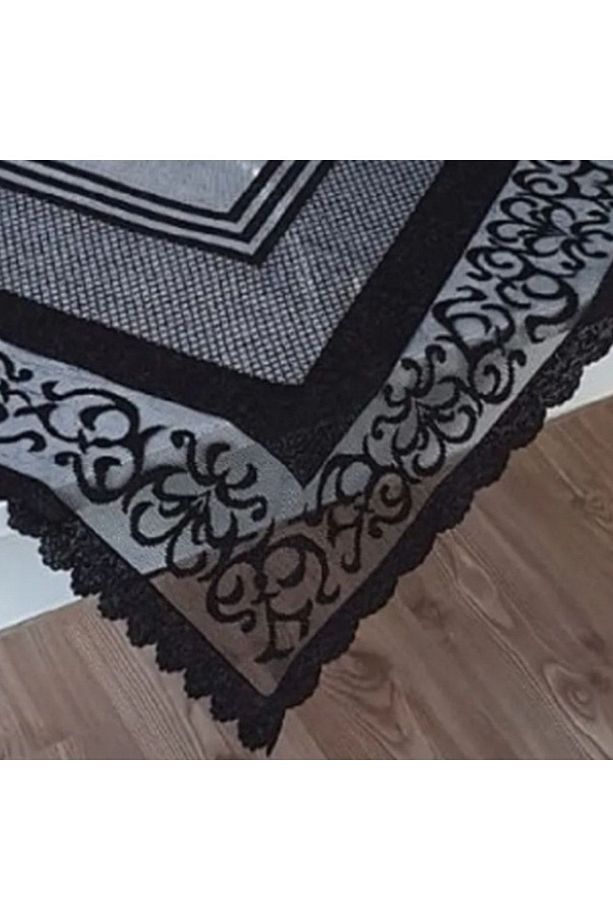 Osmanlı Desen Siyah Örme Fiskos Örtüsü - 3