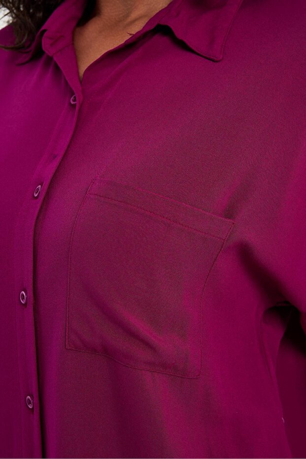 Kadın Oversize Poplin Gömlek - 4