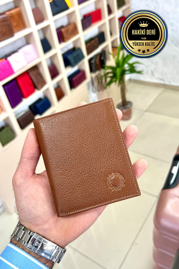 Masjen Taba Erkek Hakiki Deri Dikey Kibar Model Cüzdan - 1