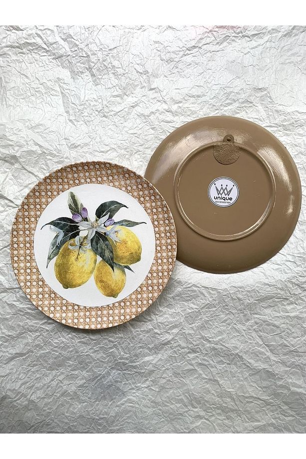 Limonlu Hazeran Doğal Rafya Bohem Rattan Duvar Tabağı Bahçe Balkon Mutfak Salon Duvar Süsü No:114 - 3