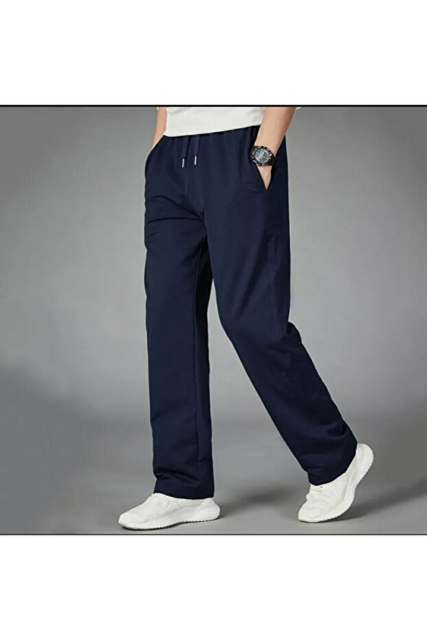Navy Blue Men's Straight Leg Relaxed Cut Sweatpants