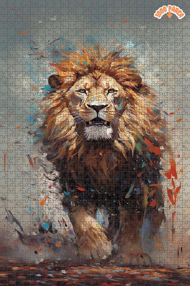 Renklerin Aslan Yürüyüşü Dekoratif Çift Katlı Çerçeveli Asılabilir Ahşap Puzzle 250 PARÇA 30X30 - 7
