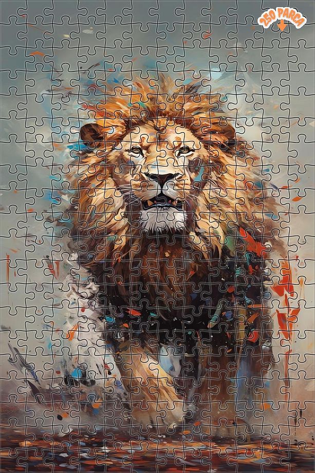 Renklerin Aslan Yürüyüşü Dekoratif Çift Katlı Çerçeveli Asılabilir Ahşap Puzzle 250 PARÇA 30X30 - 1