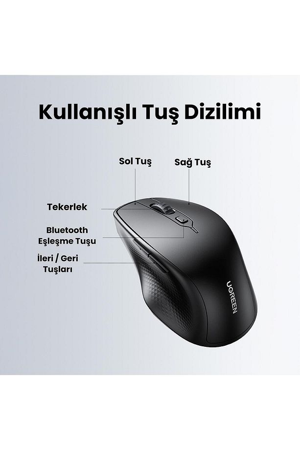 Ergonomik Sessiz Çift Modlu Bluetooth Ve Wireless Kablosuz Mouse - 3
