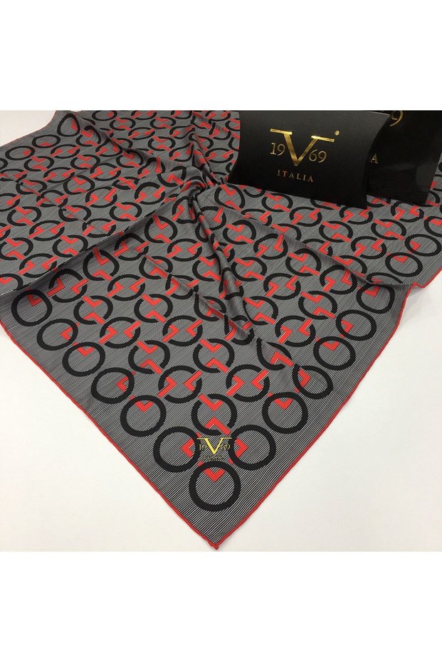Red Twill Scarf Black Series 90x90 cm and Scarf Hanger