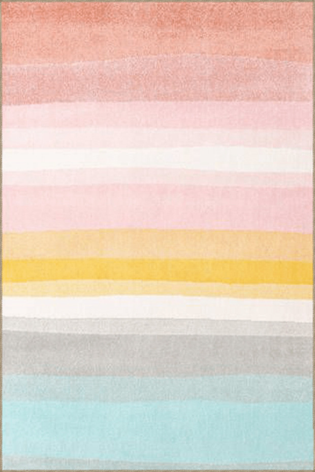 Multicolor Abstract Pastel Stripe Line Patterned Creative Modern Decorative Carpet 5097