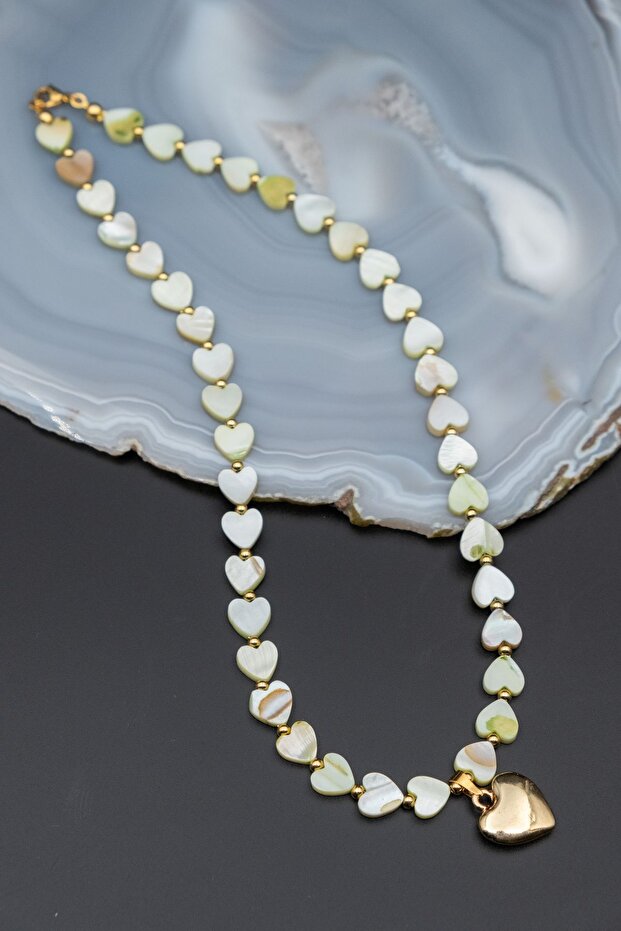 Mother-of-Pearl Heart Pendant Necklace