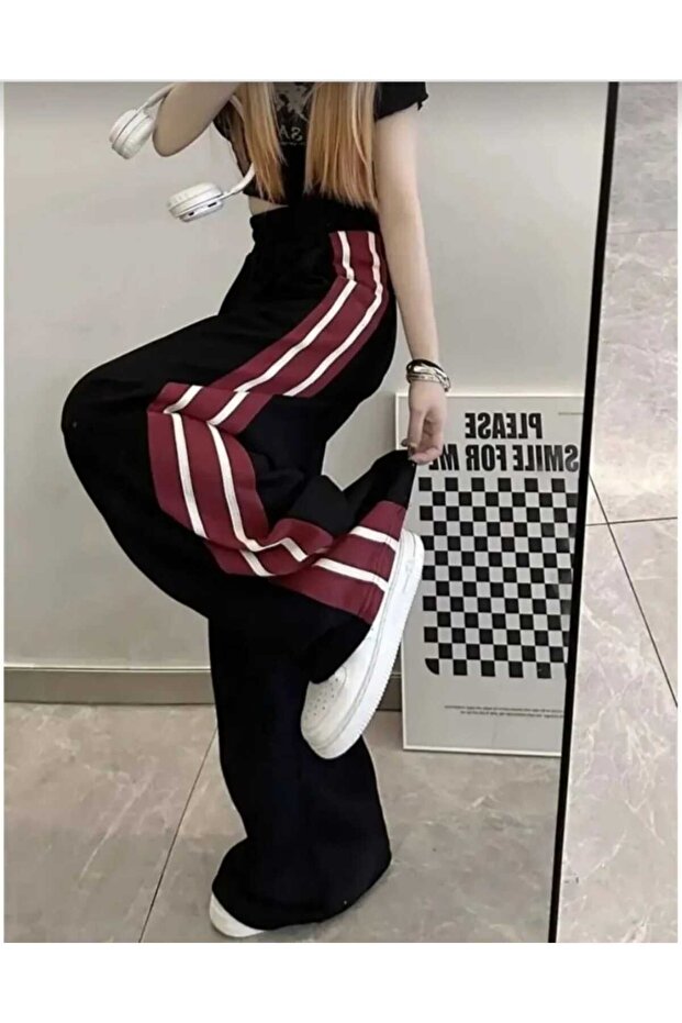 Y2k Siyah Örme Pantolon Eşofman - 1